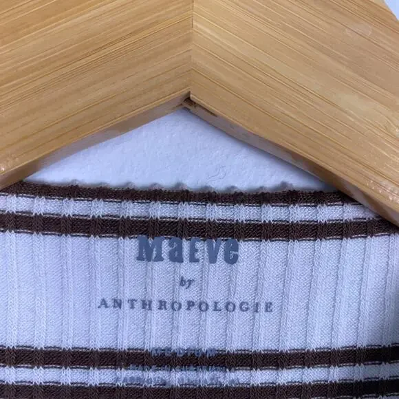 Anthropologie Cream and Brown Ribbed Sleeveless Tank Top - Picture 3 of 7